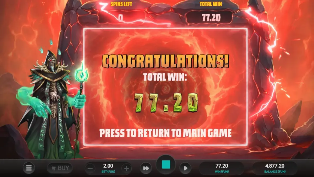 Tampilan visual slot Necromancer’s Gate dengan tema horor gotik dan tengkorak.